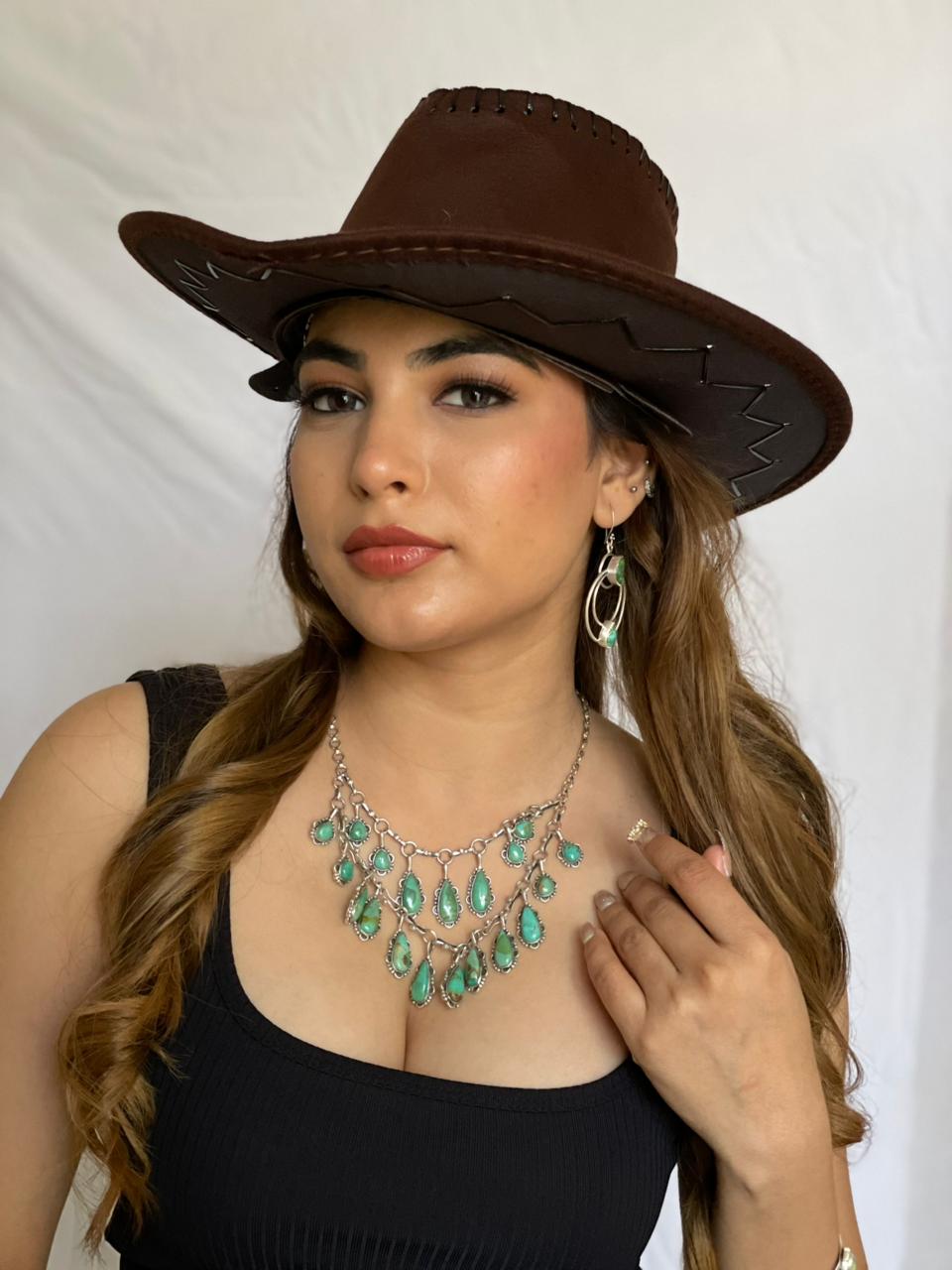 Handmade Sterling Silver Kingman Turquoise Double Layered Necklace with Signed Nizhoni